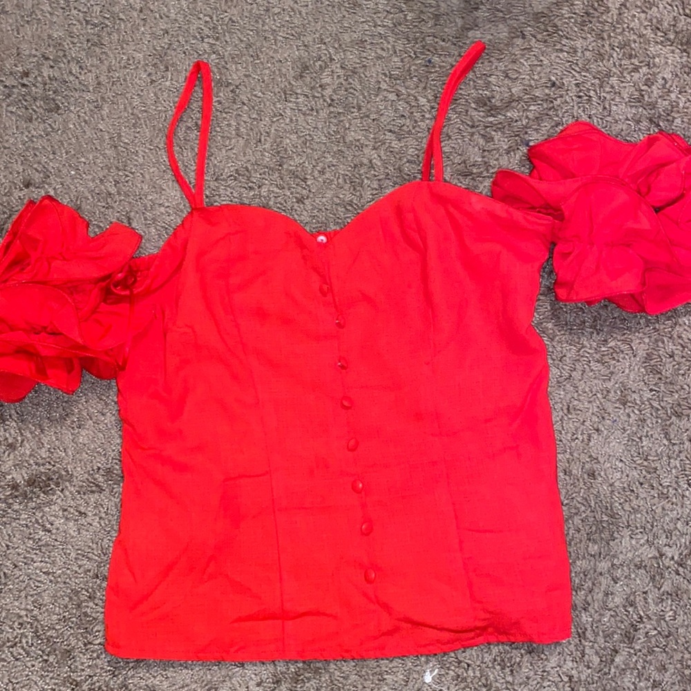 A red fashion nova blouse